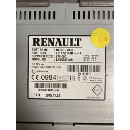 Ecran GPS RENAULT CAPTUR 1 PHASE 1 d’occasion